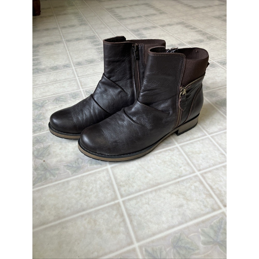 Spring Step Abel Women's Leather Ankle Boots Zipper Brown Size‎ 41 size 9.5
